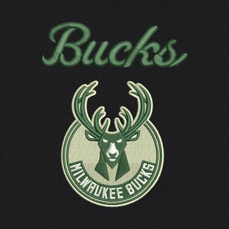 Milwaukee Bucks Script and Deer Logo 2 Embroidery Design