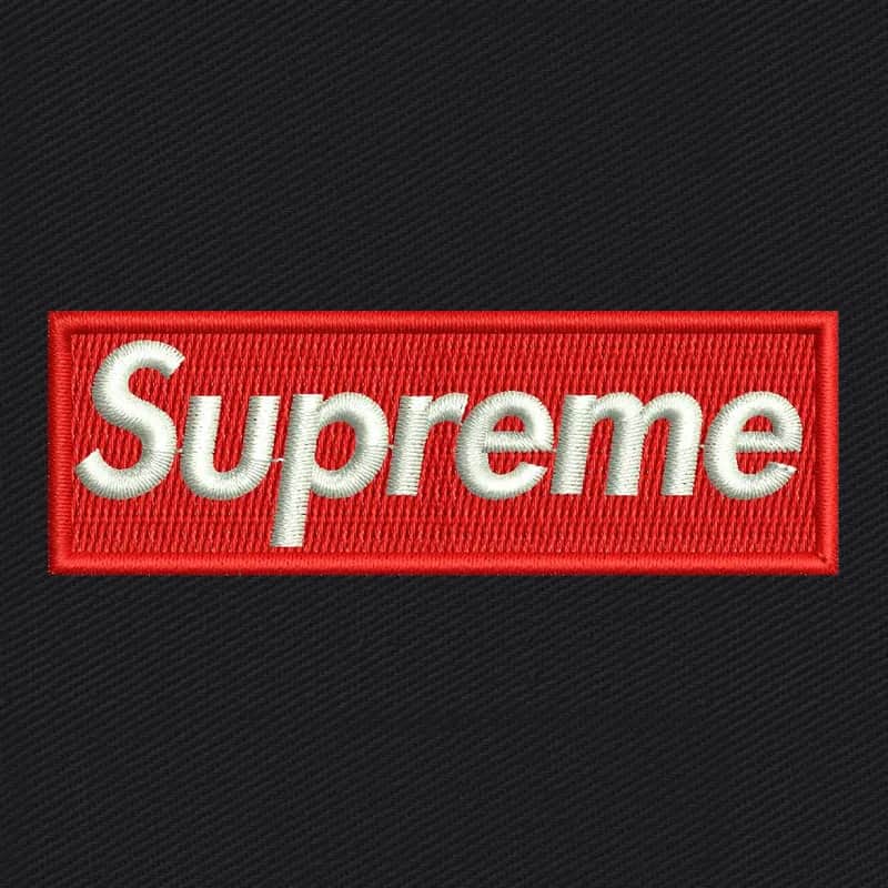 Supreme Red Box Logo Embroidery Design