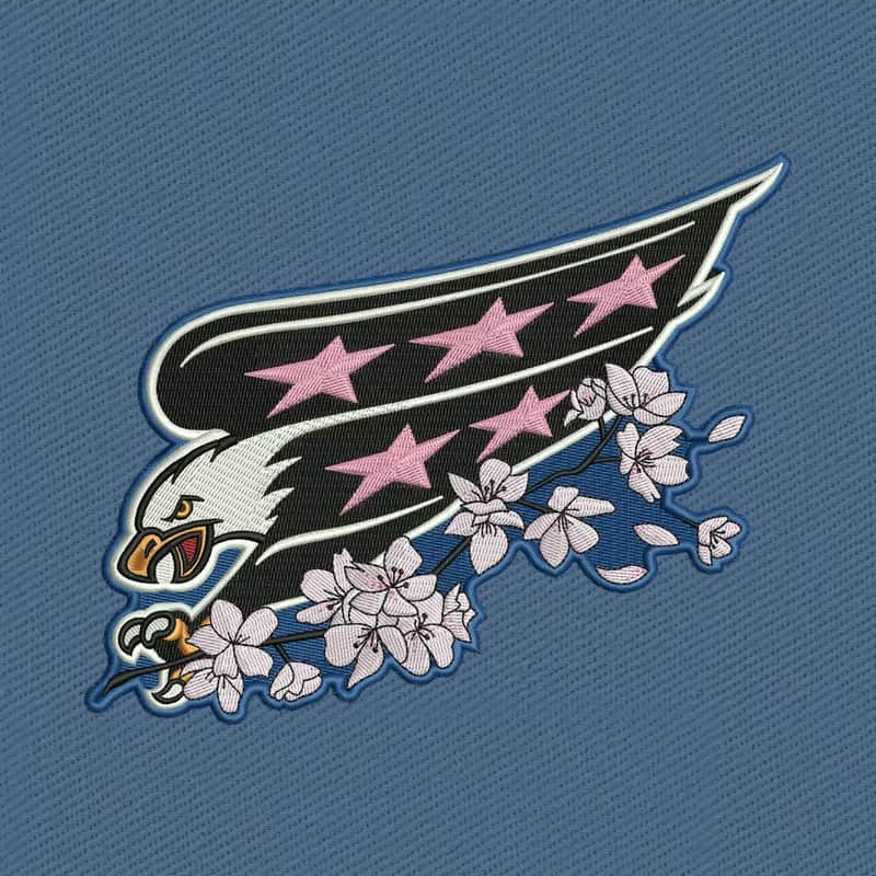 Washington Capitals Cherry Blossom Eagle Logo Embroidery Design