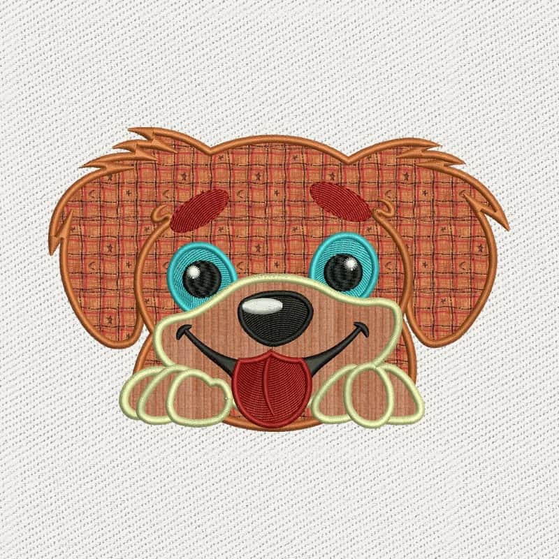 Cute Dog Face Applique Embroidery Design