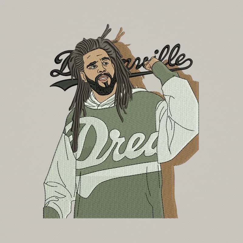 J. Cole Portrait 3 Embroidery Design
