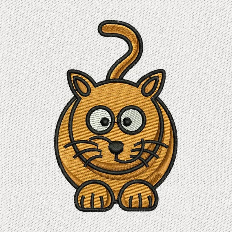 Cute Orange Cat Embroidery Design