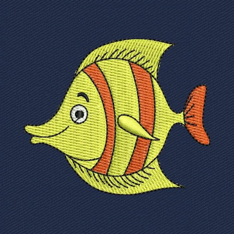 Yellow Angel Fish Embroidery Design
